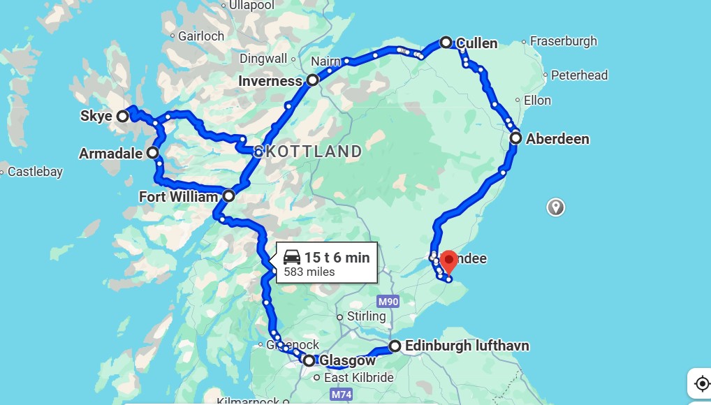 skottland reiserute